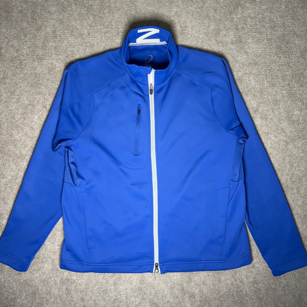 Zero Restriction Men's Large Tour Series Blue Full Zip Performance Golf Jacket